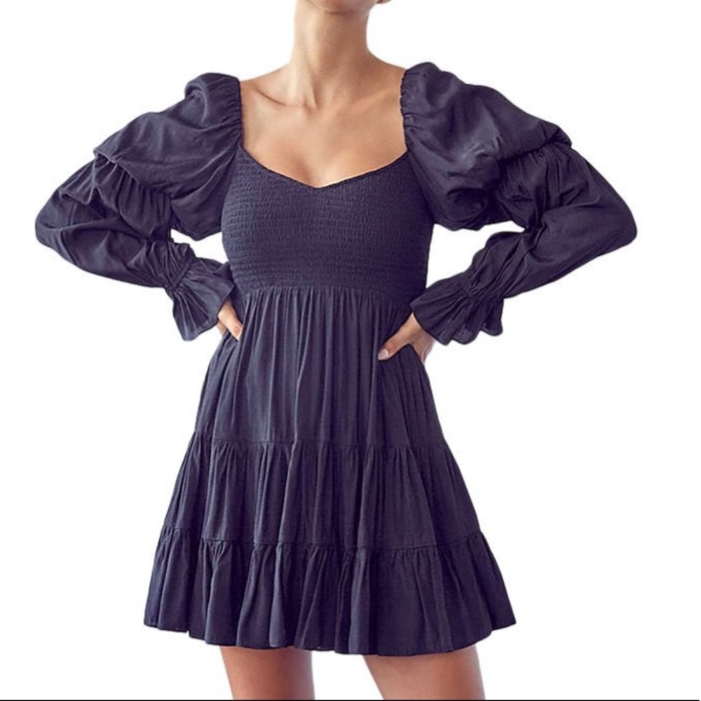 MUSTARD SEED Smocked Detail Flowy Romper Dress | Black | SM |NoFlaws | New + Tag